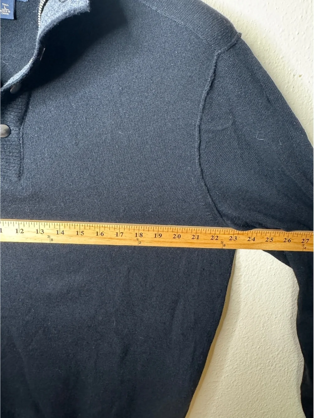 Banana Republic Sweater Men's Large Tall Black Italian Yarn 1/4 Zip Wool Blend